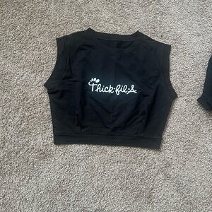 Black Thick-Fil-A Sleeveless Crop Top